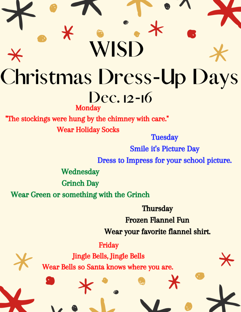 Dress Up Days Dec. 12-16